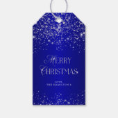 Elegant Blue Silver Glitter Merry Kerstmis Cadeaulabel (Voorkant)