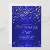 Elegant Blue Silver Glitter New Years Eve Party Kaart (Voorkant)