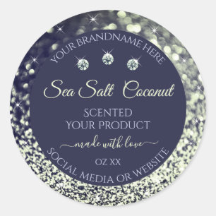 Elegant Blue Silver Glitter Product Labels juwelen
