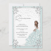 Elegant Blue Silver Glitter Quinceanera Birthday Kaart (Voorkant)