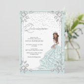 Elegant Blue Silver Glitter Quinceanera Birthday Kaart (Staand voorkant)