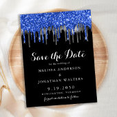 Elegant Blue Silver Glitter-schijven besparen de d Briefkaart