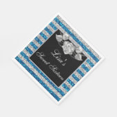 Elegant Blue Silver Glitter Silver Roos Sweet 16 Servet (Hoek)