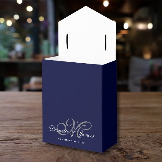 Elegant Blue Silver Glitter Weddenschap Hartelijk Bedankdoosjes