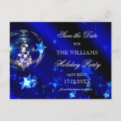 Elegant Blue Silver-kerstparty bewaart de datum Aankondigingskaart (Voorkant)