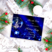 Elegant Blue Silver-kerstparty bewaart de datum Aankondigingskaart