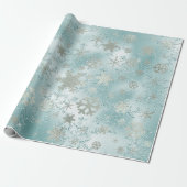 Elegant Blue Silver-kerstsnowflake-patroon Cadeaupapier (Uitgerold)