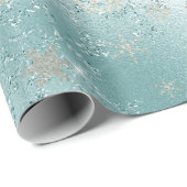 Elegant Blue Silver-kerstsnowflake-patroon Cadeaupapier (Rol Hoek)