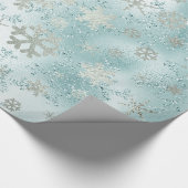 Elegant Blue Silver-kerstsnowflake-patroon Cadeaupapier (Hoek)