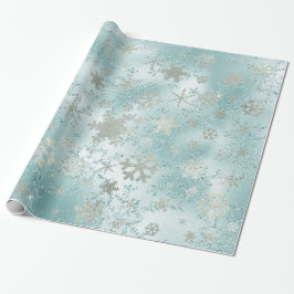 Elegant Blue Silver-kerstsnowflake-patroon Cadeaupapier