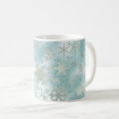 Elegant Blue Silver-kerstsnowflake-patroon Koffiemok (Voorkant rechts)