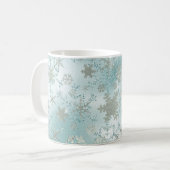 Elegant Blue Silver-kerstsnowflake-patroon Koffiemok (Voorkant links)