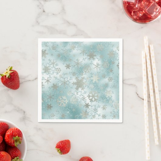 Elegant Blue Silver-kerstsnowflake-patroon Servet (Insitu)