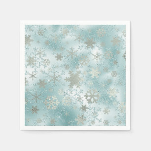 Elegant Blue Silver-kerstsnowflake-patroon Servet