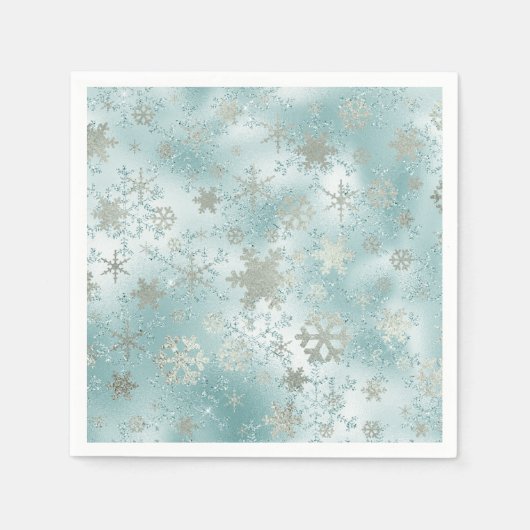 Elegant Blue Silver-kerstsnowflake-patroon Servet (Voorkant)