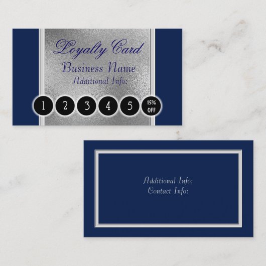 Elegant Blue & Silver Loyalty Card (Voorkant / Achterkant)