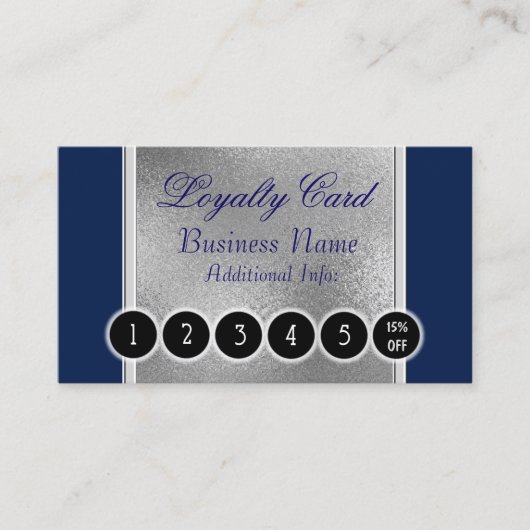 Elegant Blue & Silver Loyalty Card (Voorkant)