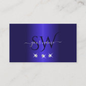 Elegant Blue Silver Sparging Diamonds Initialen Visitekaartje (Voorkant)