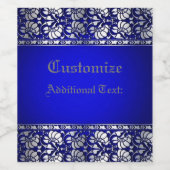 Elegant Blue & Silver, speciaal gepersonaliseerd Wijn Etiket (Enkel label)