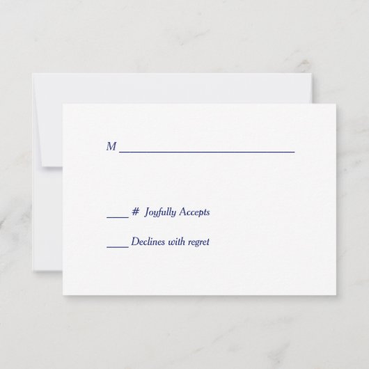 Elegant Blue Silver Star Wedding RSVP (Achterkant)