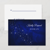 Elegant Blue Silver Star Wedding RSVP Kaartje (Voorkant / Achterkant)