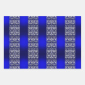 Elegant Blue & Silver Stripe Patronen Inpakpapier Vel (Voorkant 3)