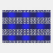 Elegant Blue & Silver Stripe Patronen Inpakpapier Vel (Voorkant 2)