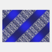 Elegant Blue & Silver Stripe Patronen Inpakpapier Vel (Voorkant)