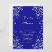 Elegant Blue Silver Swirl Script Vrijgezellenfeest Kaart (Voorkant)