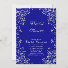 Elegant Blue Silver Swirl Script Vrijgezellenfeest Kaart