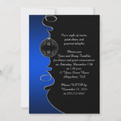 Elegant Blue Silver Swirls Black Kerstparty Kaart (Voorkant)