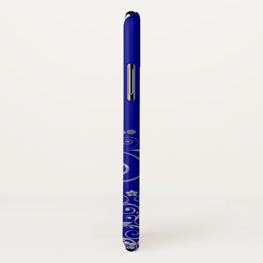 Elegant Blue Silver Swirls Custom Script Case-Mate iPhone Case (Achterkant / rechts)