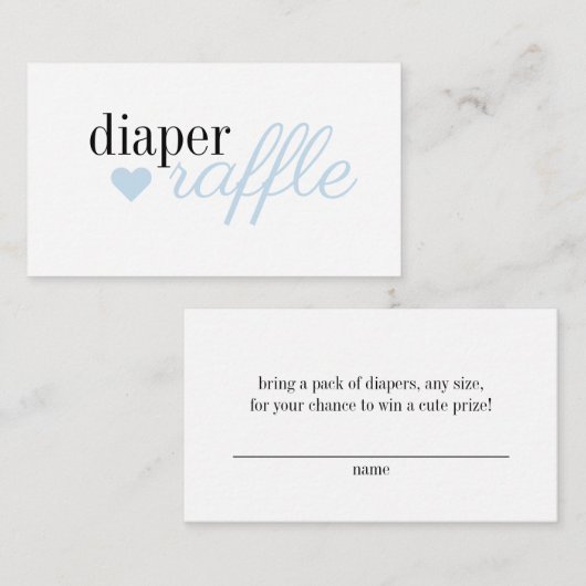 Elegant Blue Simple Boy Baby shower Diaper Raffle Informatiekaartje (Voorkant / Achterkant)