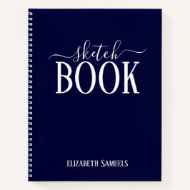 Elegant Blue Sketch Book with name gift for her Notitieboek