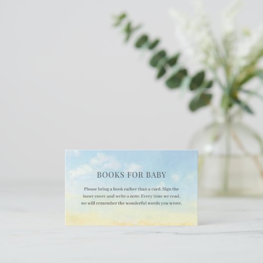 Elegant Blue Sky Clouds Baby shower boeken voor Ba Informatiekaartje (Staand voorkant)