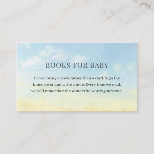 Elegant Blue Sky Clouds Baby shower boeken voor Ba Informatiekaartje (Voorkant)