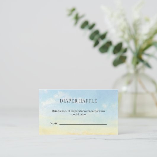 Elegant Blue Sky Clouds Baby shower Luier Raffle Informatiekaartje (Staand voorkant)