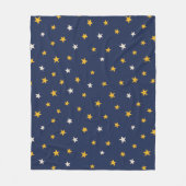 Elegant blue sky white and yellow sterren fleece deken (Voorkant)
