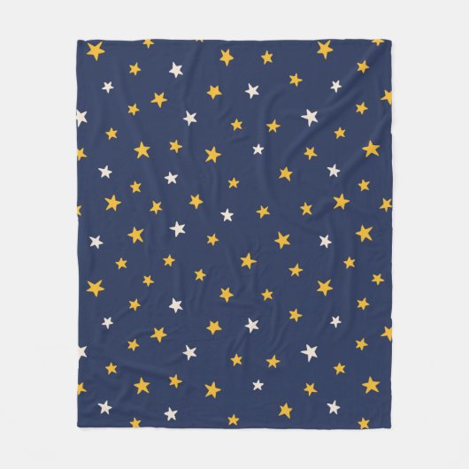 Elegant blue sky white and yellow sterren fleece deken (Voorkant)
