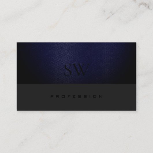 Elegant Blue Snake Pattern Dark Grey met Monogram Visitekaartje (Voorkant)