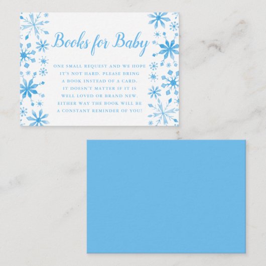 Elegant Blue Snowflake Baby shower brengt boek mee Informatiekaartje (Voorkant / Achterkant)