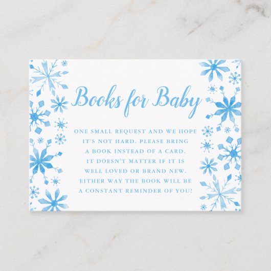 Elegant Blue Snowflake Baby shower brengt boek mee Informatiekaartje (Voorkant)