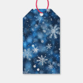Elegant Blue Snowflake Foto Vakantie Gift Label Cadeaulabel (Achterkant)