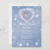 Elegant Blue Snowflake Heart Winter Vrijgezellenfe Kaart (Voorkant)