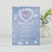 Elegant Blue Snowflake Heart Winter Vrijgezellenfe Kaart (Staand voorkant)