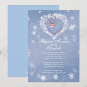 Elegant Blue Snowflake Heart Winter Vrijgezellenfe Kaart (Voorkant / Achterkant)