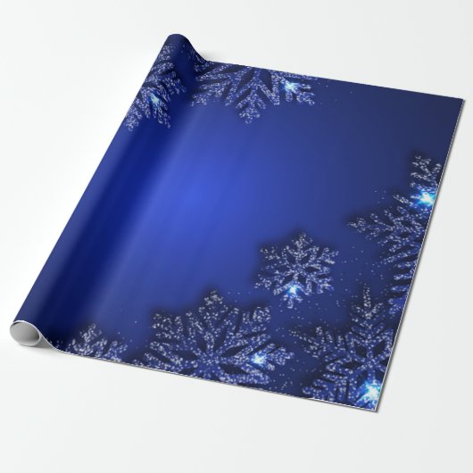 Elegant Blue Snowflake Holiday Cadeaupapier (Uitgerold)