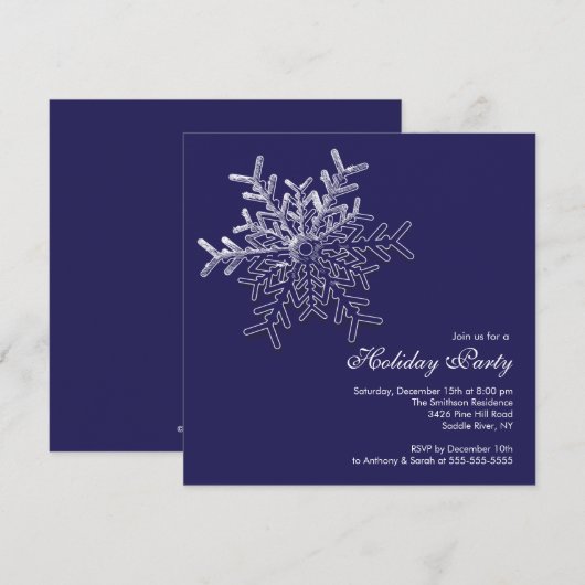 Elegant Blue Snowflake Holiday Kerstfeest Kaart (Voorkant / Achterkant)