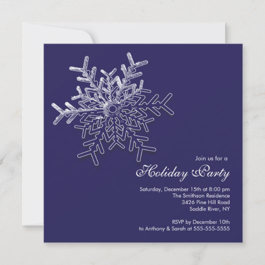 Elegant Blue Snowflake Holiday Kerstfeest Kaart (Voorkant)