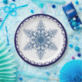 Elegant Blue Snowflake Holiday Papieren Bordje (Feest)